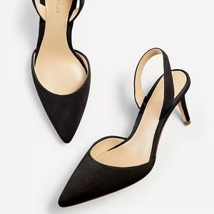 Ann Taylor Kerry Suede black slingback pumps